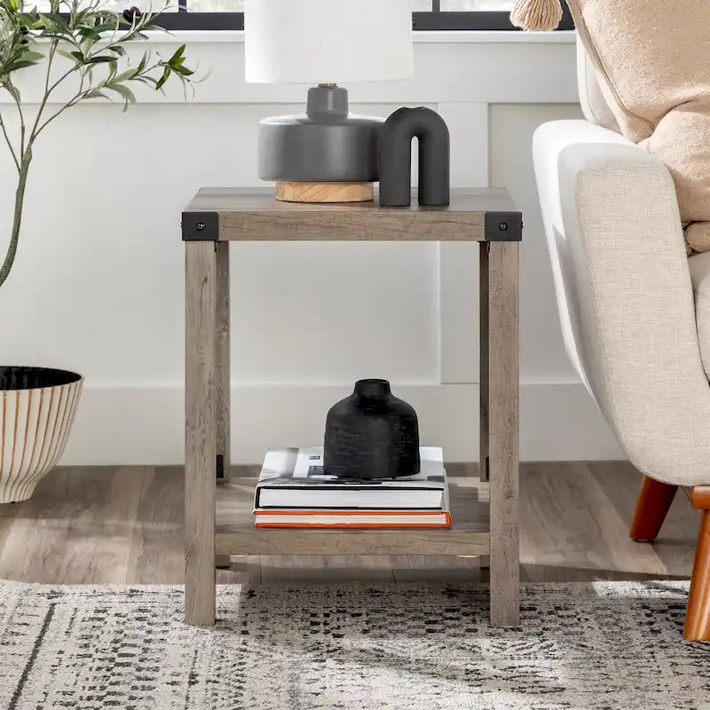 Mesa auxiliar con acento en X – Estilo rústico, 6 colores