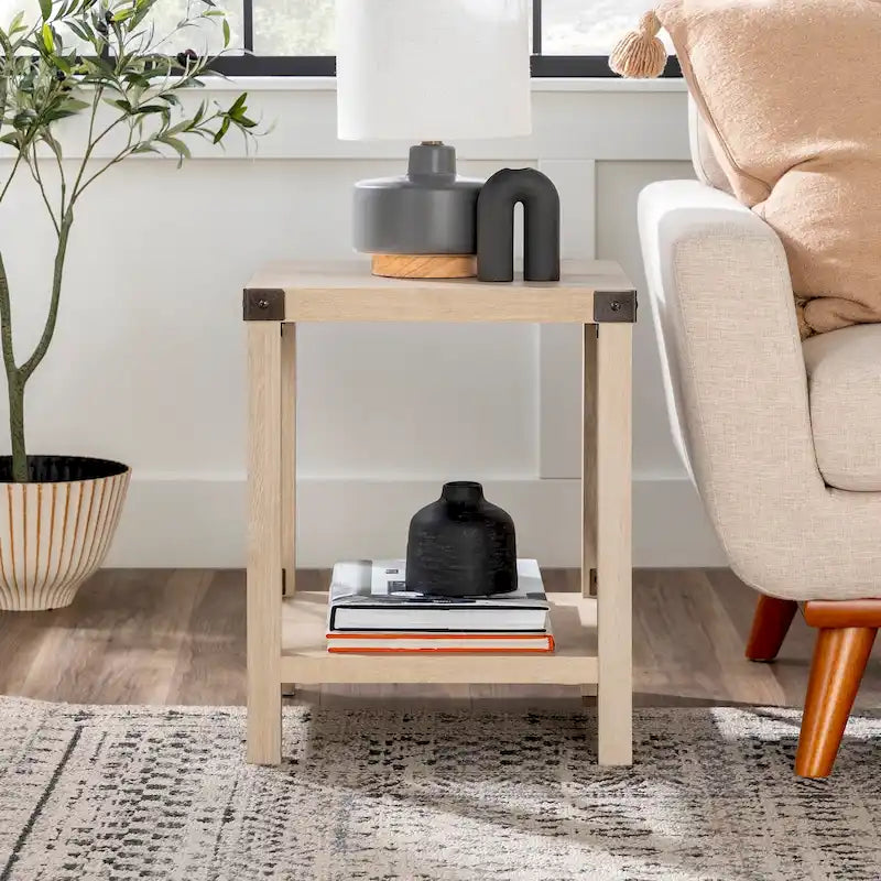 Mesa auxiliar con acento en X – Estilo rústico, 6 colores