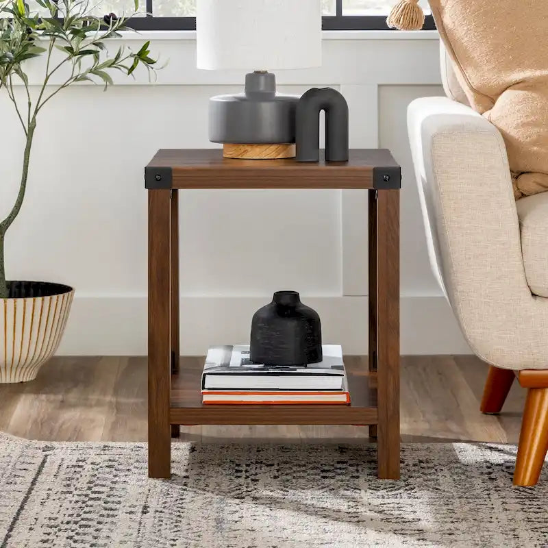 Mesa auxiliar con acento en X – Estilo rústico, 6 colores
