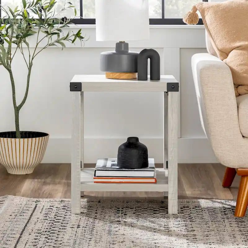 Mesa auxiliar con acento en X – Estilo rústico, 6 colores