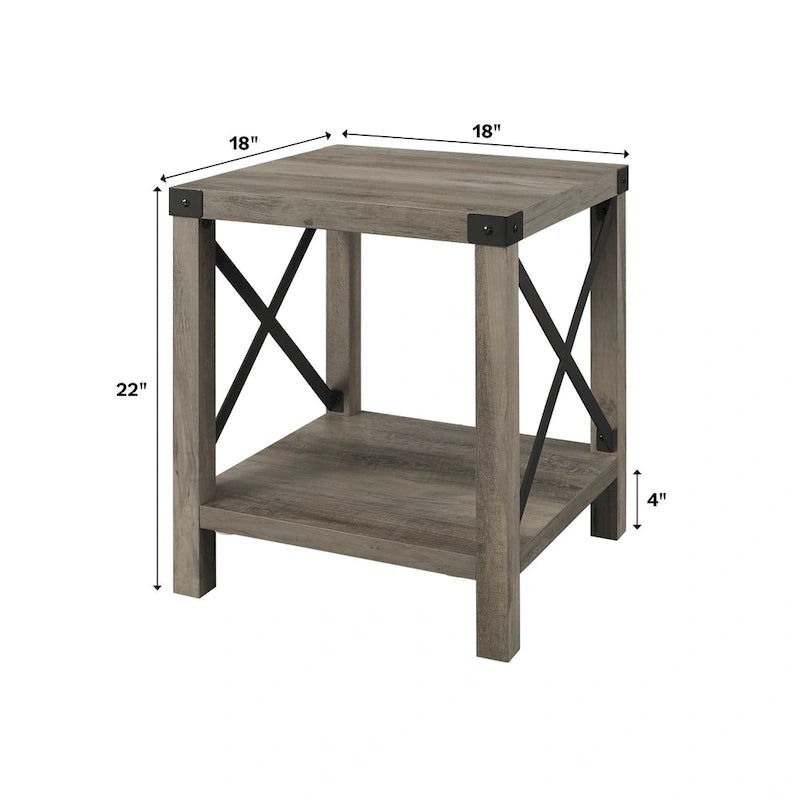 Mesa auxiliar con acento en X – Estilo rústico, 6 colores