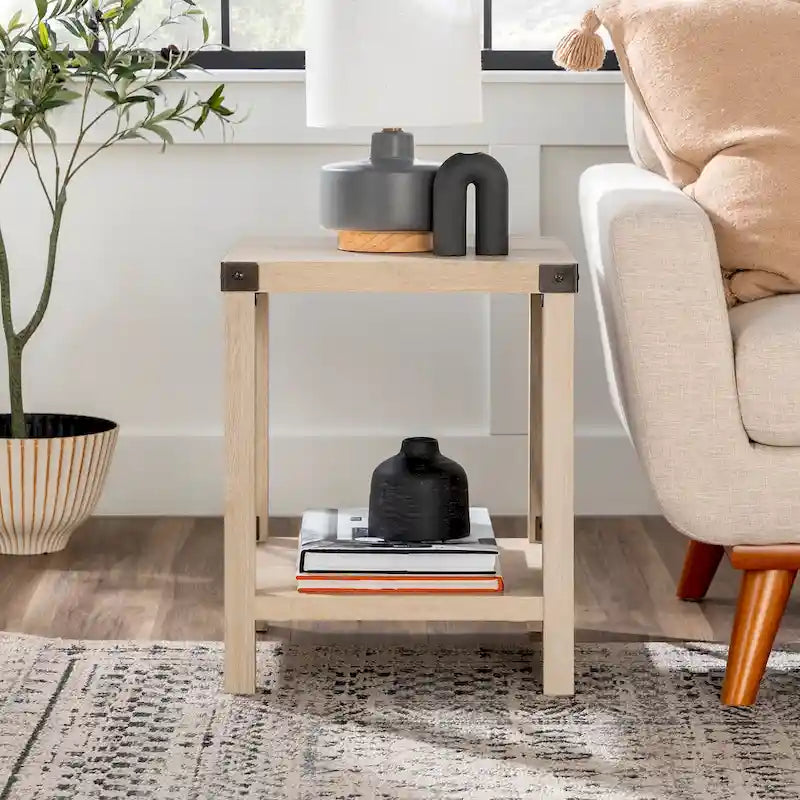 Mesa auxiliar con acento en X – Estilo rústico, 6 colores