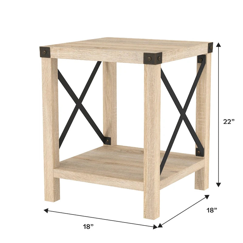 Mesa auxiliar con acento en X – Estilo rústico, 6 colores
