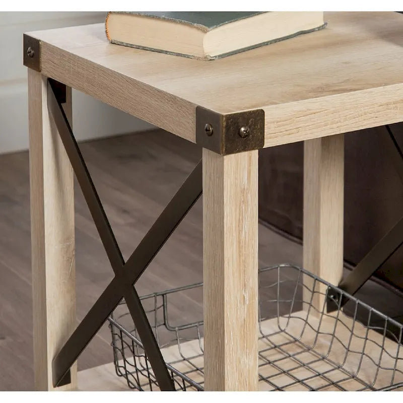 Mesa auxiliar con acento en X – Estilo rústico, 6 colores