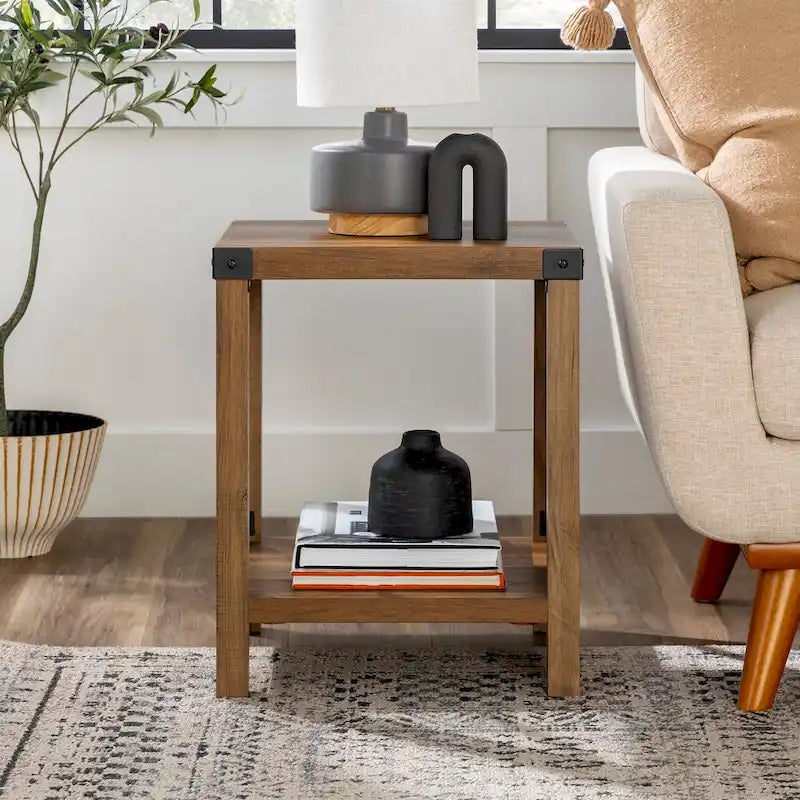 Mesa auxiliar con acento en X – Estilo rústico, 6 colores