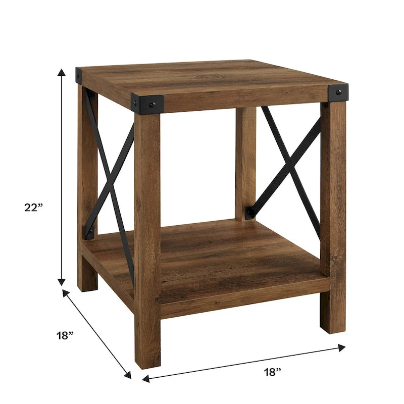 Mesa auxiliar con acento en X – Estilo rústico, 6 colores