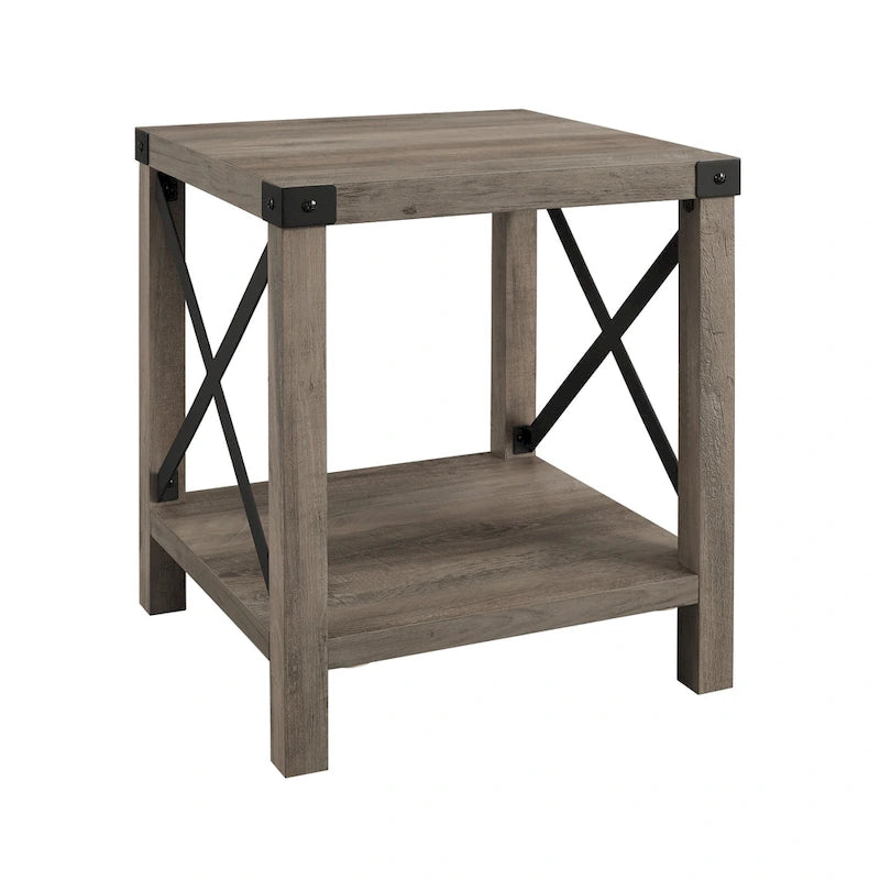 Mesa auxiliar con acento en X – Estilo rústico, 6 colores