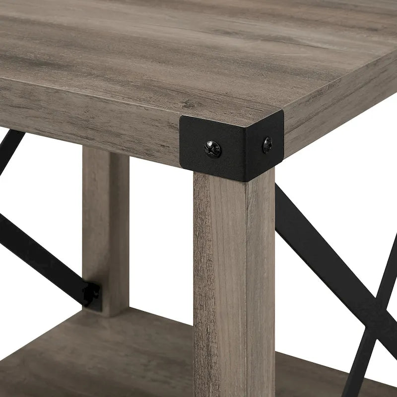 Mesa auxiliar con acento en X – Estilo rústico, 6 colores
