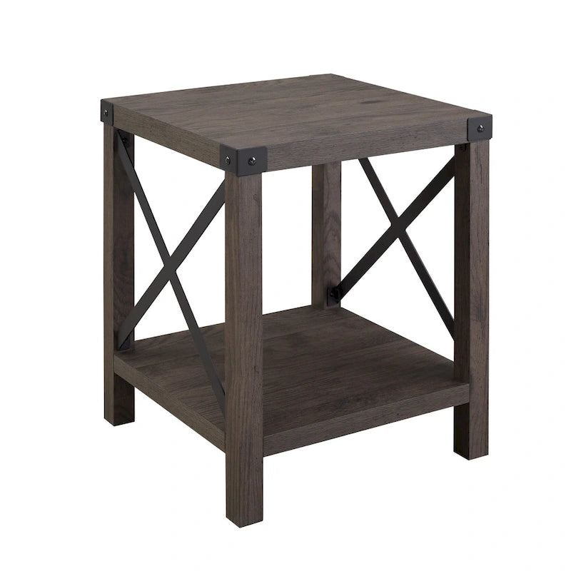 Mesa auxiliar con acento en X – Estilo rústico, 6 colores