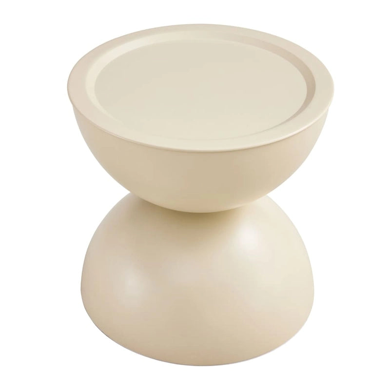 Juego de 2 mesas de centro redondas con aspecto de mármol, negro mate/blanco leche, estructura metálica