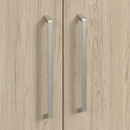 Armario bajo de 2 puertas con estantes, de olmo natural/nogal negro
