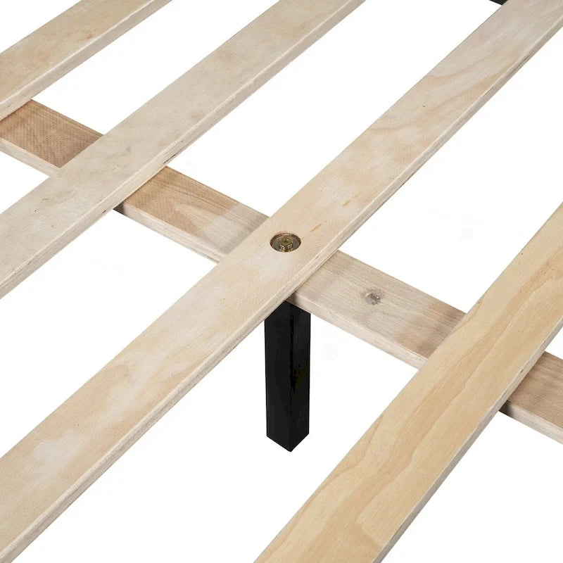 Cama Plataforma Tapizada en Terciopelo Gris, Tamaño Matrimonial, para 1