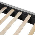 Cama Plataforma Tapizada en Terciopelo Gris, Tamaño Matrimonial, para 1