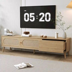 Mueble de TV de ratán natural para televisores de hasta 80", estilo rústico, montaje por 1 persona