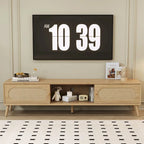 Mueble de TV de ratán natural para televisores de hasta 80", estilo rústico, montaje por 1 persona