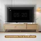 Mueble de TV de ratán natural para televisores de hasta 80", estilo rústico, montaje por 1 persona