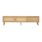 Mueble de TV de ratán natural para televisores de hasta 80", estilo rústico, montaje por 1 persona