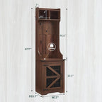 Banco recibidor de casa de campo negro/marrón/blanco con perchero y zapatero, 1 persona