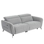 Sofá reclinable eléctrico de chenilla gris, 3 plazas, 80" ancho