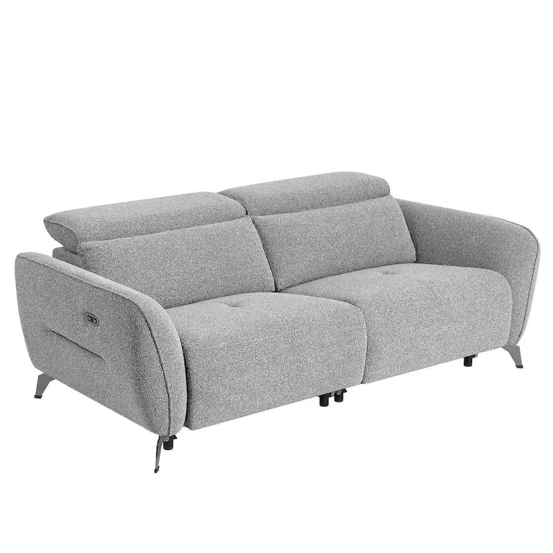 Sofá reclinable eléctrico de chenilla gris, 3 plazas, 80" ancho