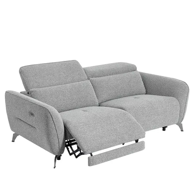 Sofá reclinable eléctrico de chenilla gris, 3 plazas, 80" ancho