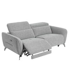 Sofá reclinable eléctrico de chenilla gris, 3 plazas, 80" ancho