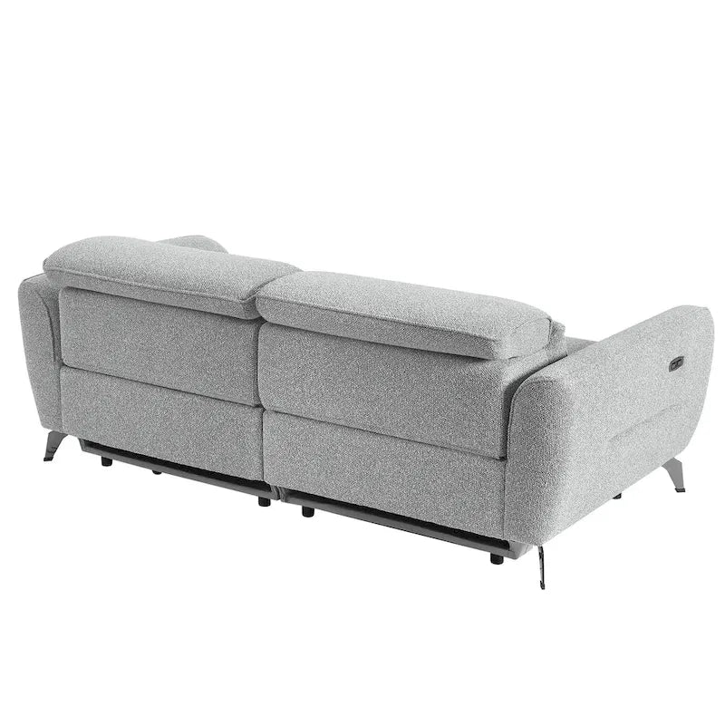 Sofá reclinable eléctrico de chenilla gris, 3 plazas, 80" ancho