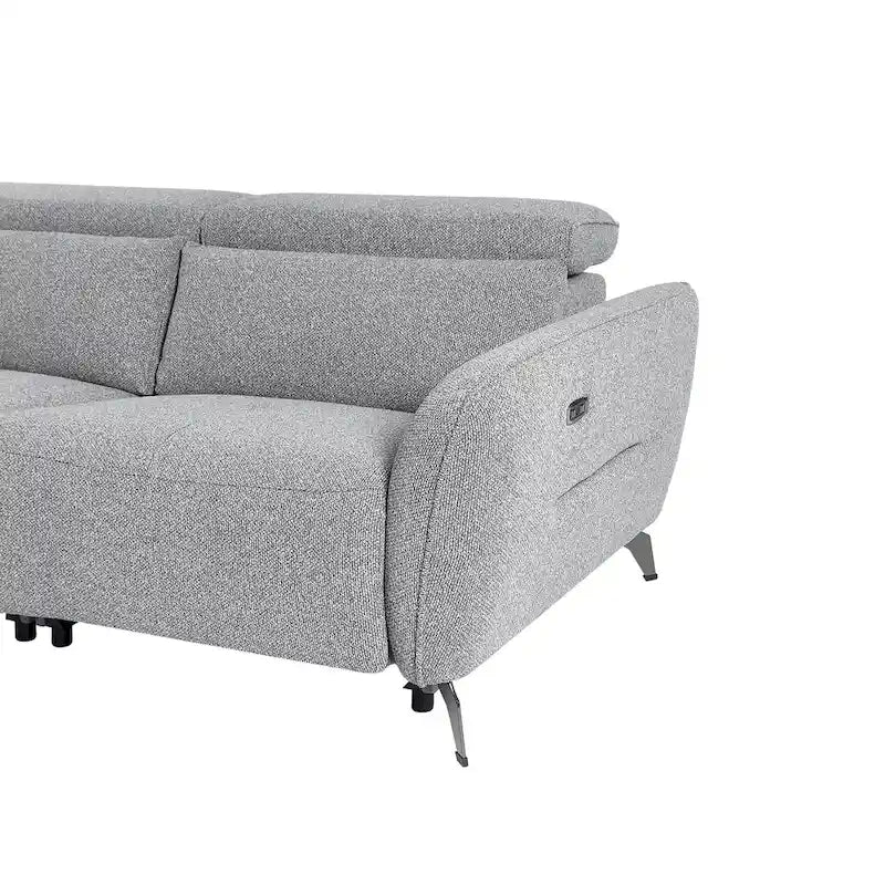 Sofá reclinable eléctrico de chenilla gris, 3 plazas, 80" ancho