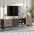 Mueble de TV Marrón Oscuro con 2 Armarios y 4 Estantes Abiertos, Apto para Televisores de hasta 80"