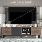 Mueble de TV Marrón Oscuro con 2 Armarios y 4 Estantes Abiertos, Apto para Televisores de hasta 80"