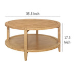 Mesa de centro redonda con estante inferior, arce marrón, 36 pulgadas