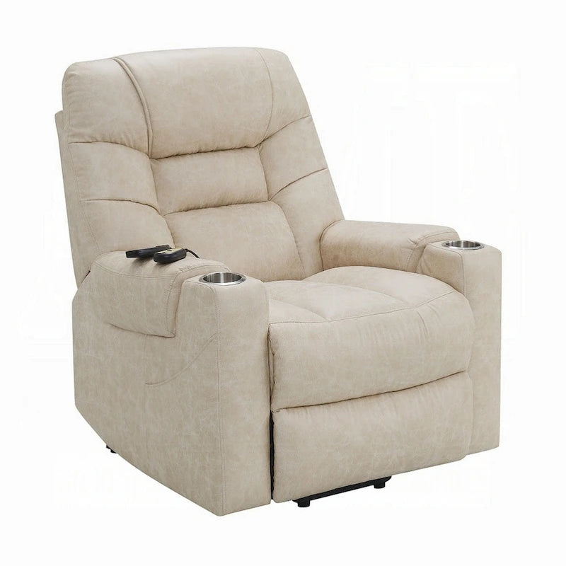 Sillón Reclinable Eléctrico Elevador Gris con Calefacción y Masaje, Piel Sintética, Individual