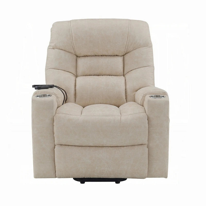 Sillón Reclinable Eléctrico Elevador Gris con Calefacción y Masaje, Piel Sintética, Individual