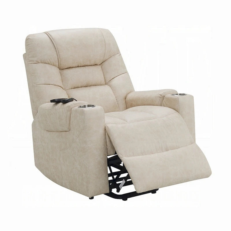 Sillón Reclinable Eléctrico Elevador Gris con Calefacción y Masaje, Piel Sintética, Individual