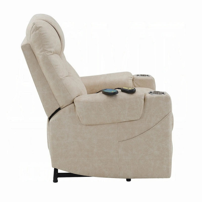 Sillón Reclinable Eléctrico Elevador Gris con Calefacción y Masaje, Piel Sintética, Individual