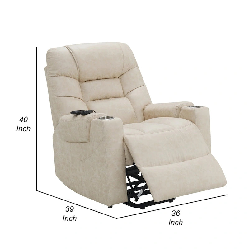 Sillón Reclinable Eléctrico Elevador Gris con Calefacción y Masaje, Piel Sintética, Individual