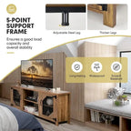 Mueble para TV de 58" en Marrón Rústico con Puertas de Malla de Acero, para TV de hasta 65"