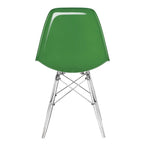 Silla de comedor auxiliar con carcasa de acrílico transparente/cristalino y patas metálicas tipo Eiffel, individual