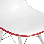 Silla de comedor auxiliar con carcasa de acrílico transparente/cristalino y patas metálicas tipo Eiffel, individual