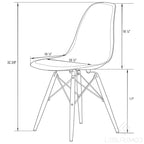 Silla de comedor auxiliar con carcasa de acrílico transparente/cristalino y patas metálicas tipo Eiffel, individual