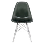 Silla de comedor auxiliar con carcasa de acrílico transparente/cristalino y patas metálicas tipo Eiffel, individual