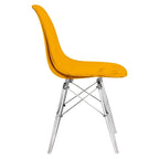 Silla de comedor auxiliar con carcasa de acrílico transparente/cristalino y patas metálicas tipo Eiffel, individual