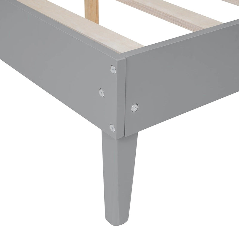 Cama Queen Gris con Mesitas de Noche y Lámparas de Cabecero, Compatible con 1