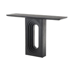 Wooden Console Table with Oval Carved Pedestal Base - Black - Roche River Decor