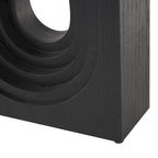 Mesa de consola negra mate con base de pedestal ovalada tallada – Requiere montaje de 1 persona