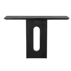 Mesa de consola negra mate con base de pedestal ovalada tallada – Requiere montaje de 1 persona