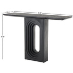 Mesa de consola negra mate con base de pedestal ovalada tallada – Requiere montaje de 1 persona
