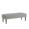 Banco tapizado de lino gris/beige con patas negras, 1 asiento