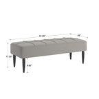 Banco tapizado de lino gris/beige con patas negras, 1 asiento