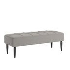Banco tapizado de lino gris/beige con patas negras, 1 asiento